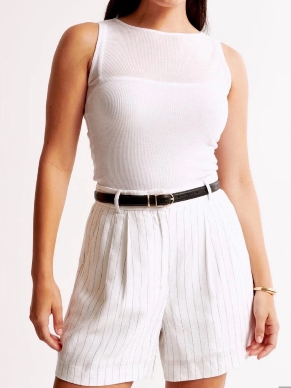Abercrombie curve love linen high rise striped shorts size 29 / 8